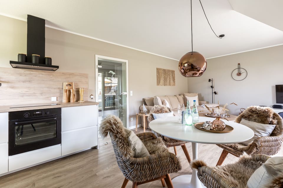 Cozy Living Room with Dining Area and Modern Kitchen