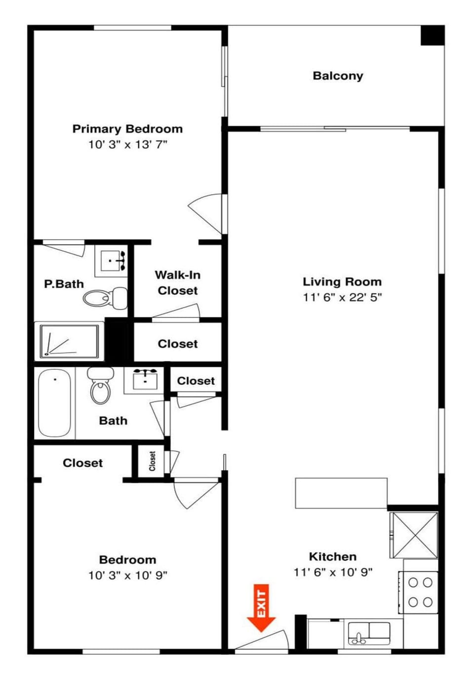 Seaside Resort 210 Floor Plan