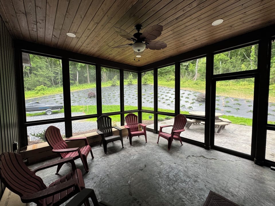 Screened-in back porch