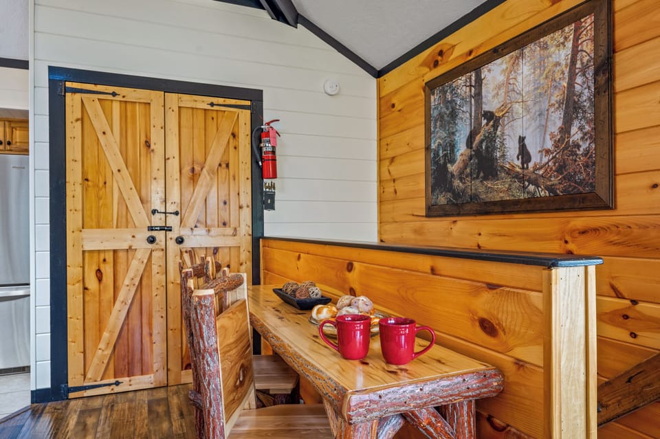 Our breakfast nook is the perfect for space for your at home "office."