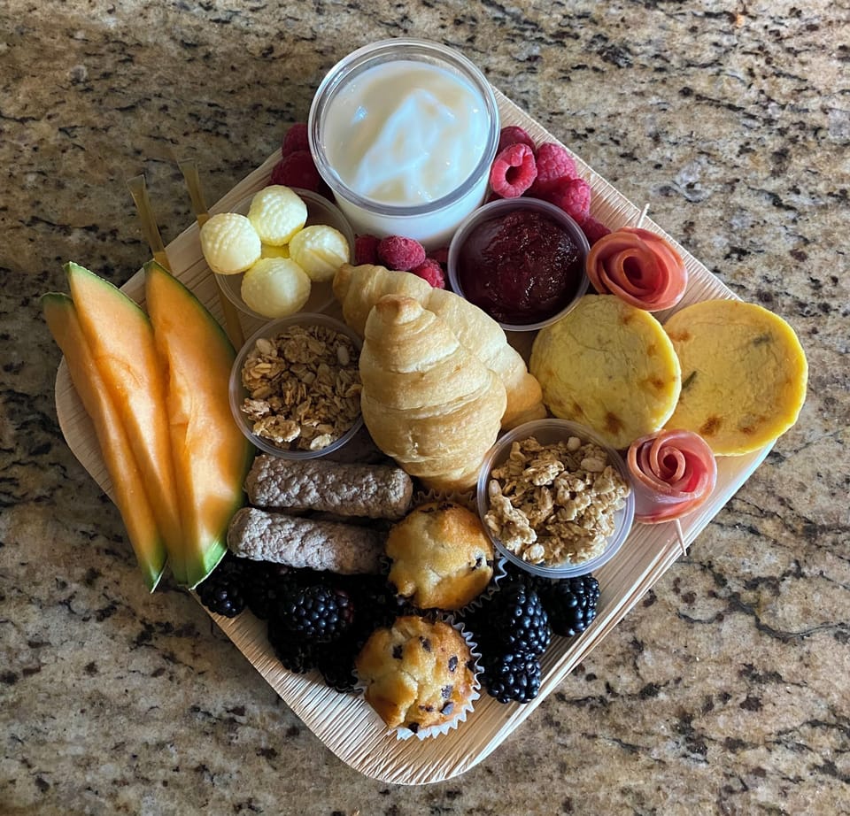 Order a breakfast board for an easy breakfast from the comfort of your treehouse