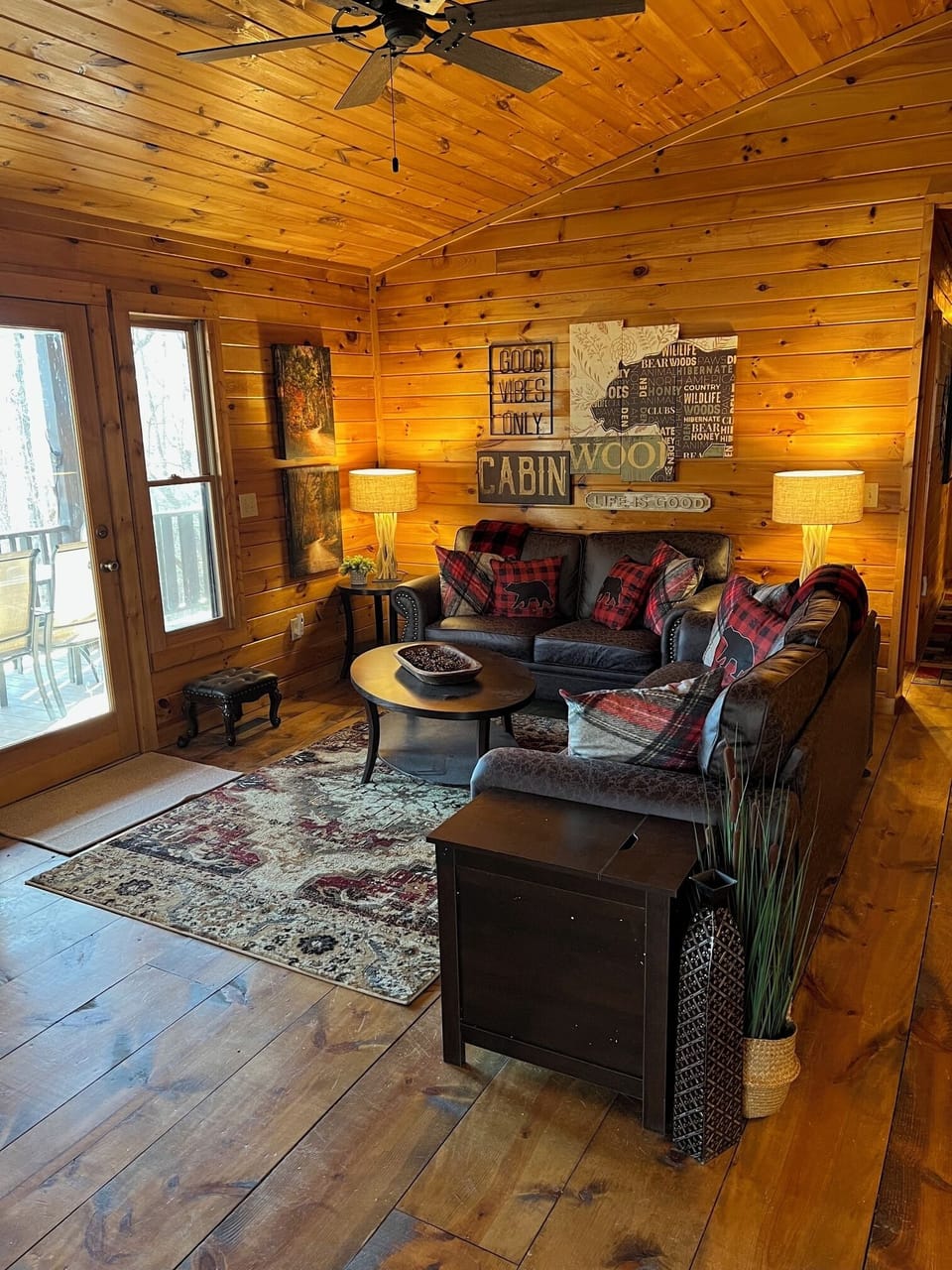 Ample lighting and soft leather furniture