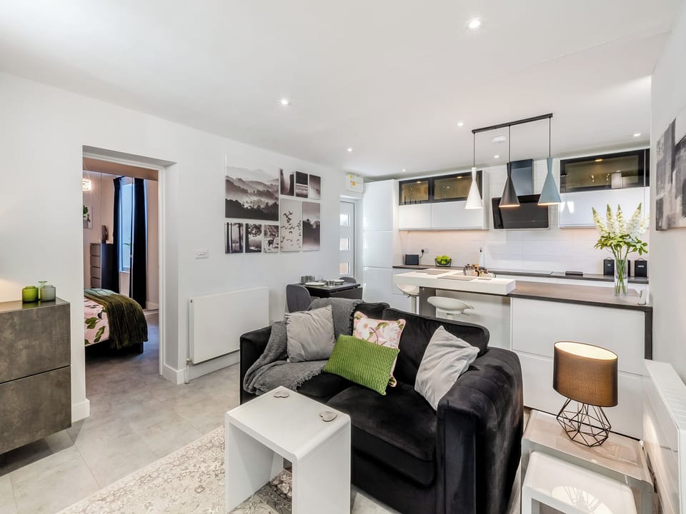 Open plan living space | The Hideaway - The Old Post Office Apartments, Haltwhistle