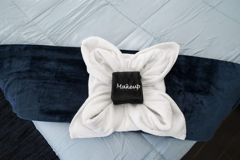 We have thought of everything! We even have makeup towels for your convenience and do not need to worry about staining the white towels. 