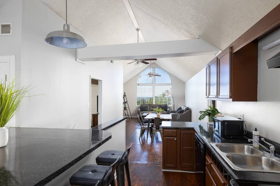 Minimalist entry area featuring contemporary decor and natural touches.