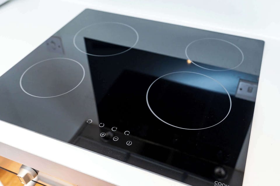 New glass hob fitted in the kitchen.