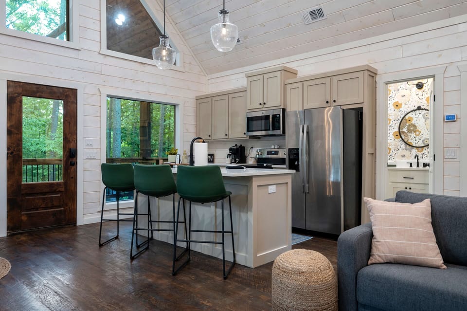 Bright modern kitchen with stylish décor and natural light.