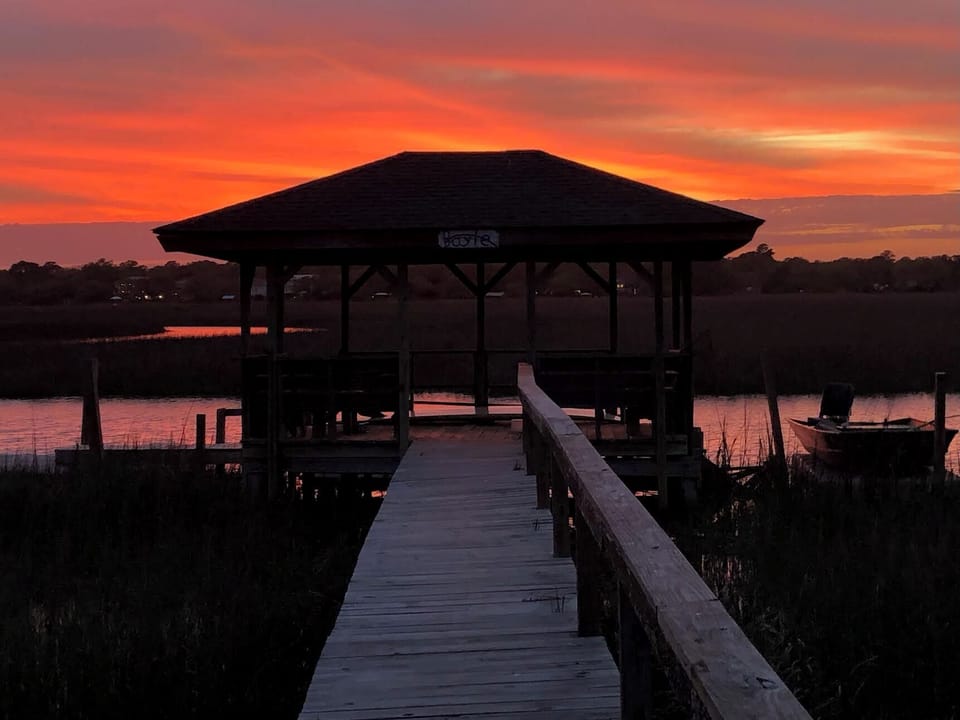 Sunset at the private creek dock