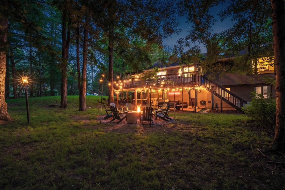 Quiet backyard area for great intimate conversations by the fire pit.  