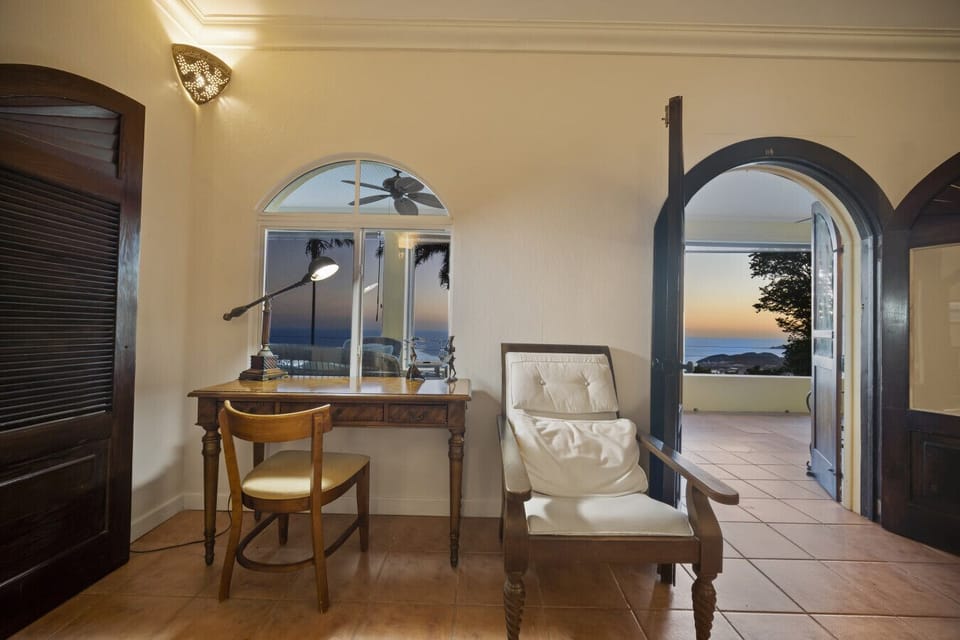 The desk area in the main living room - with an amazing view!