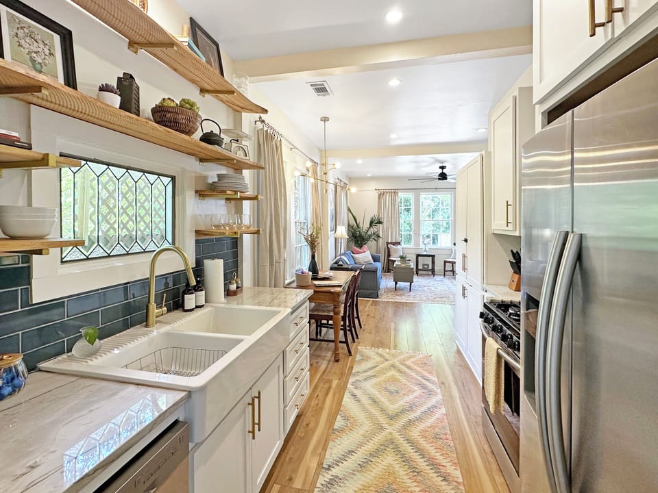 Galley kitchen with brand new appliances