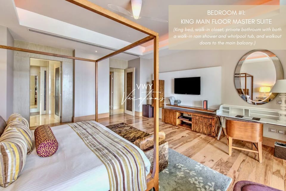 Bedroom #1: King Main Floor Master Suite with private bathroom & walkout doors
