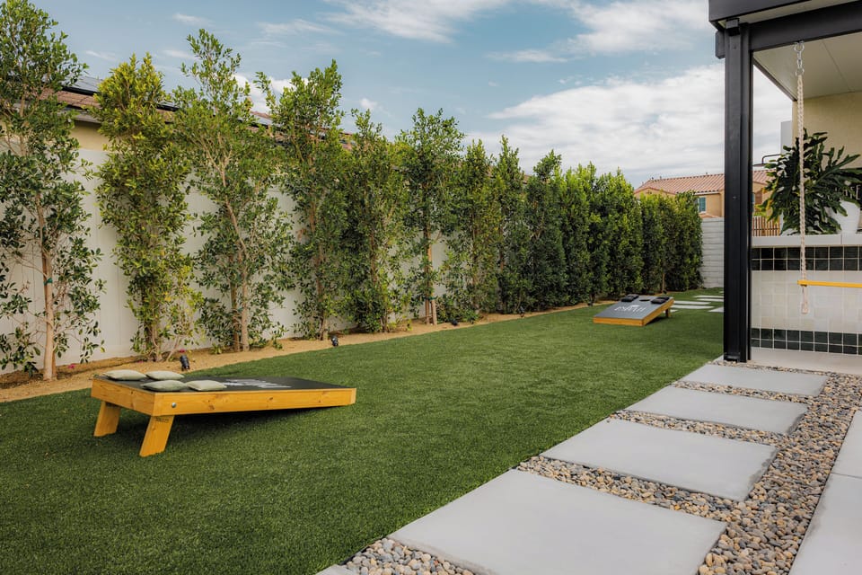 Challenge your friends to a round of putting or cornhole