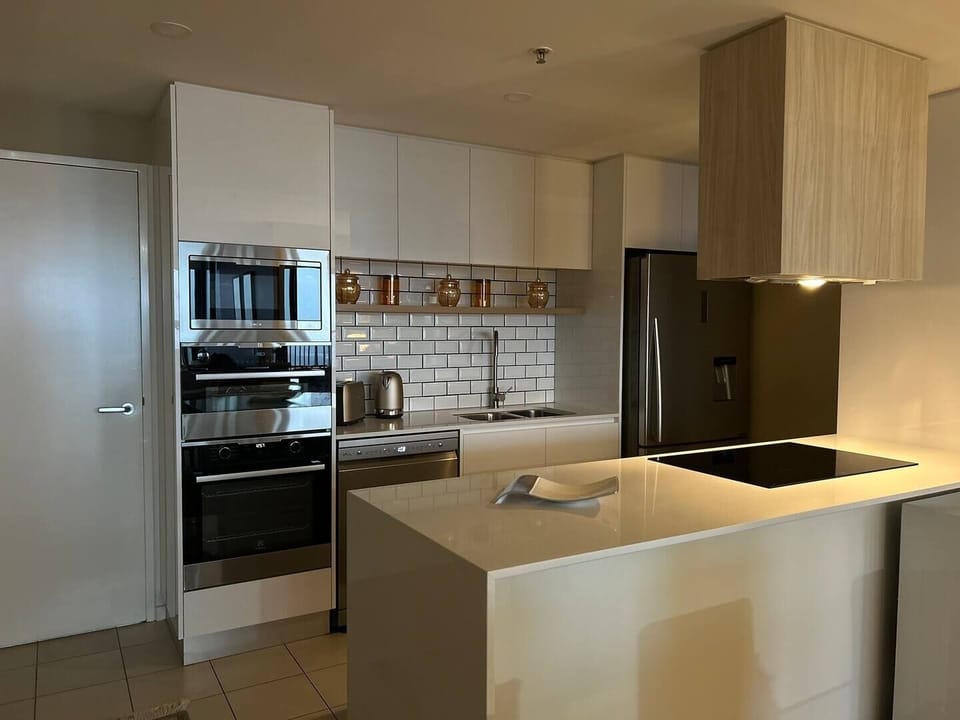 Kitchen at night.