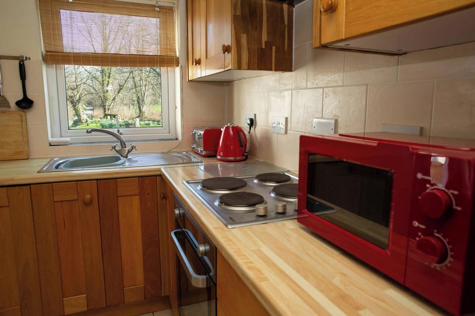 Kitchen area with microwave