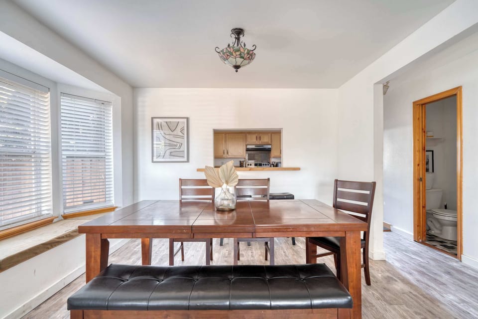 Dining room with bench seating.