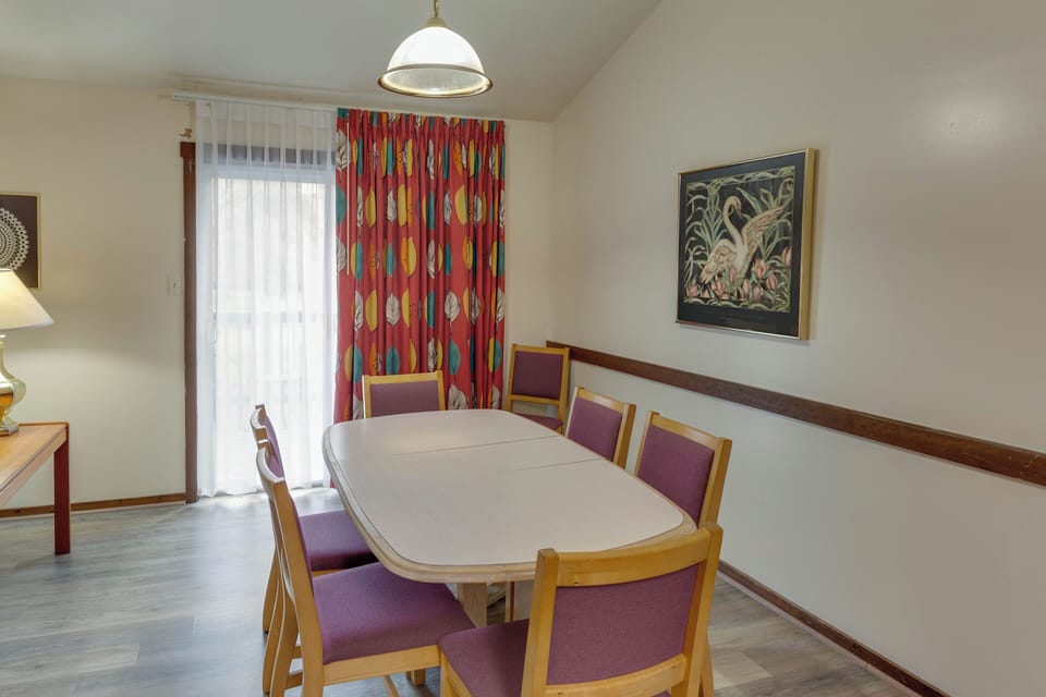 Gather for meals or game nights in the spacious dining area with seating for six.