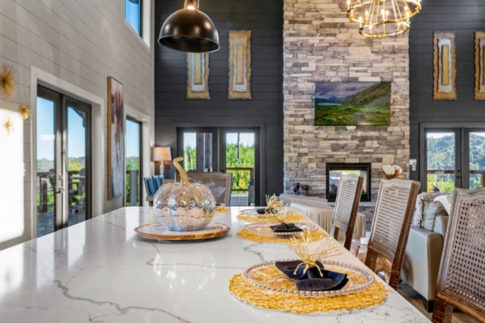 Beautiful island in open concept kitchen and living area. 