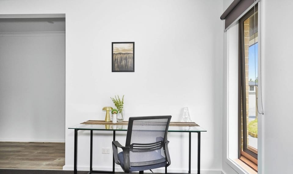 Bright and functional work desk setup