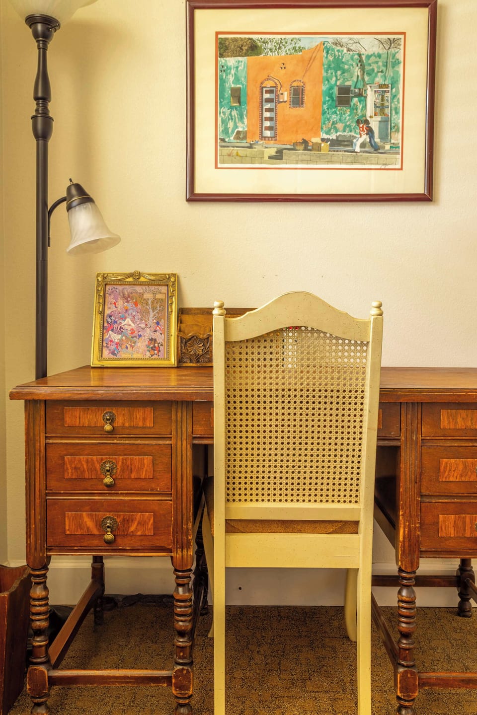 Work in style at this vintage-inspired wooden desk