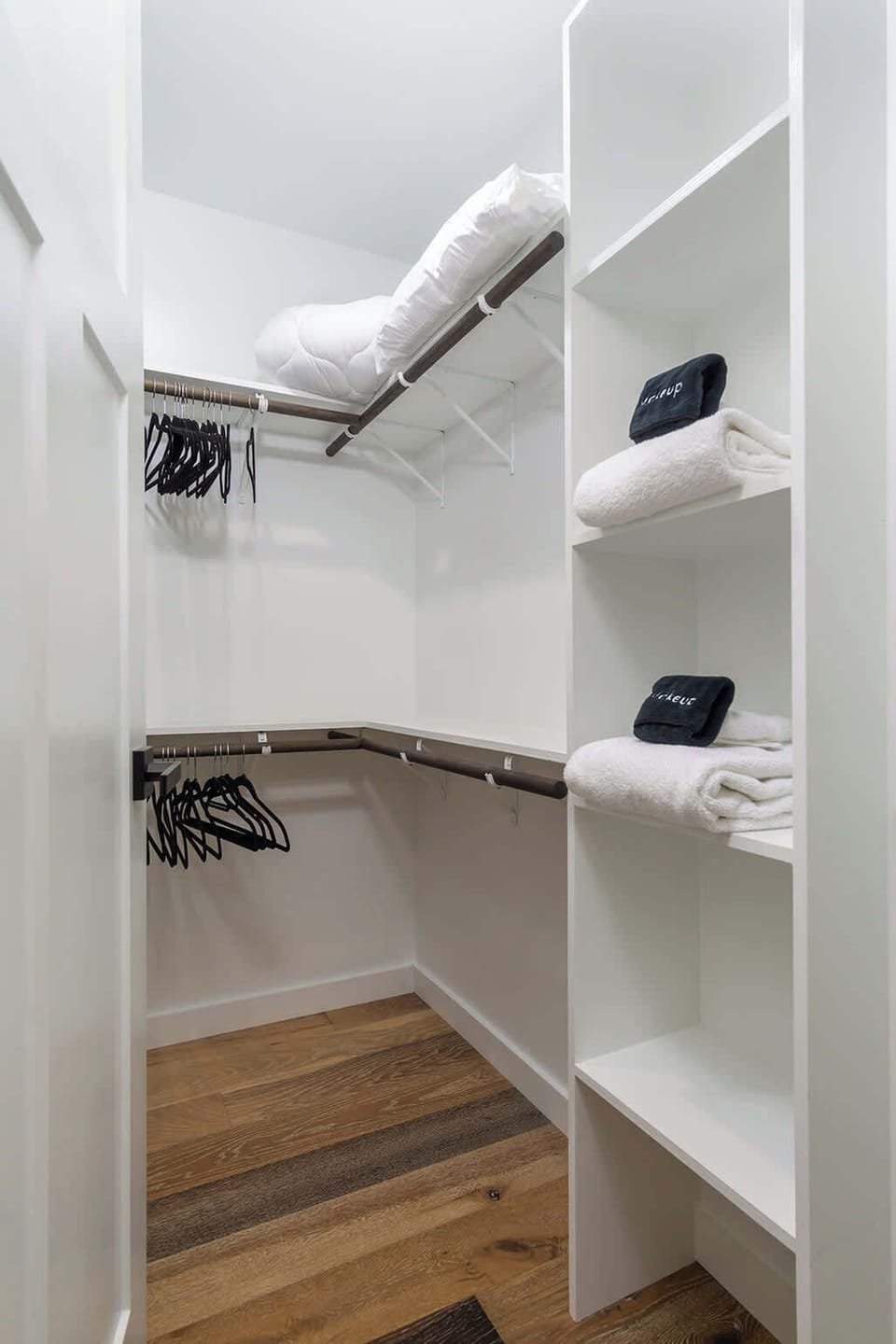 Stay organized with a large walk-in closet stocked with extra towels, pillows, and all the cozy touches you might need. 