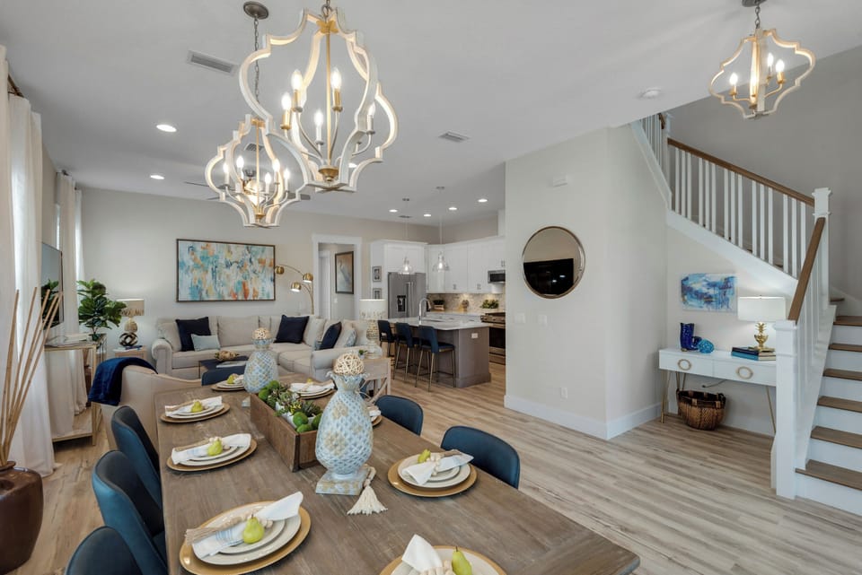 Dining area with coastal flair, right off the kitchen.
