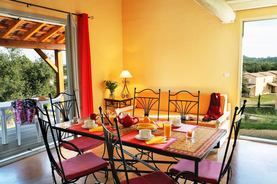 Settle into the dining area and enjoy a nice meal.