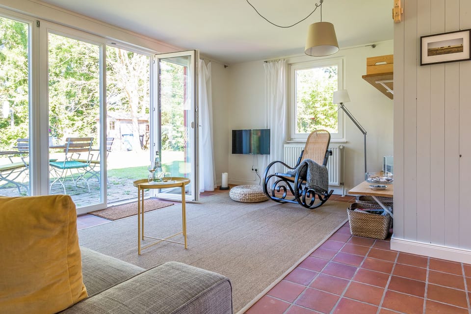 Bright Living Room with Garden View