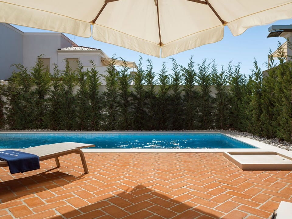 Swimming Pool, Outdoor Furniture, Leisure, Composite Material, Umbrella, Sunlounger, Resort, Shade, Eco Hotel, Chair