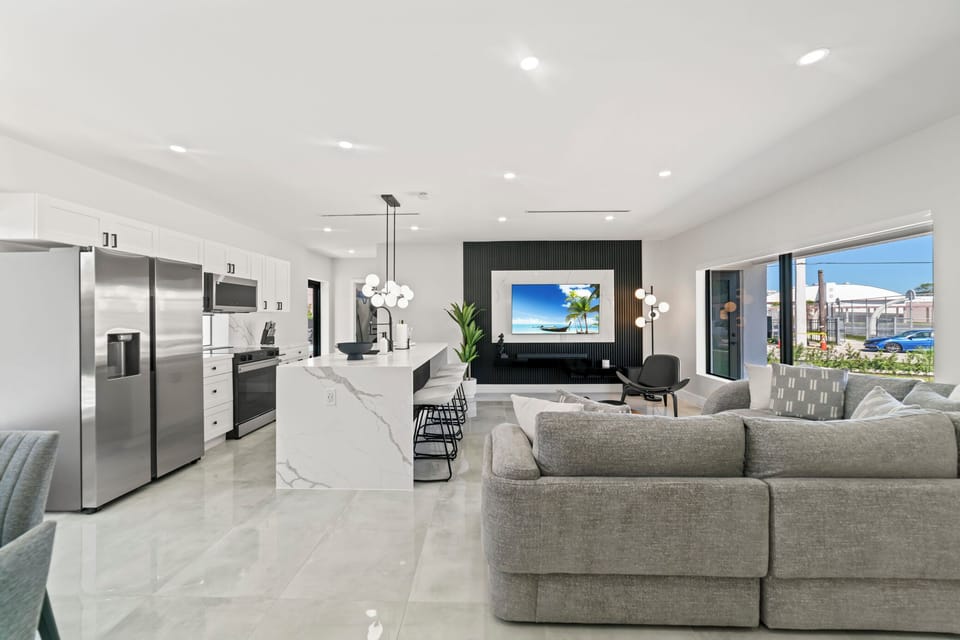 This living room is the epitome of modern elegance.