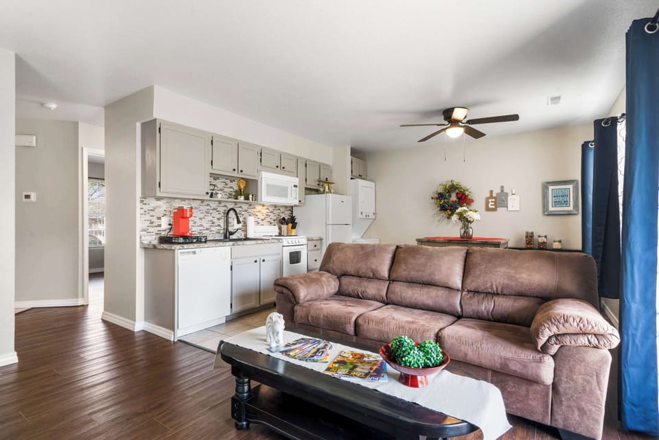 Stream your favorites on the smart TV in the sophisticated living room