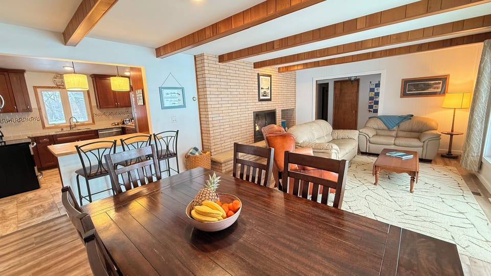 View of living room from dining area