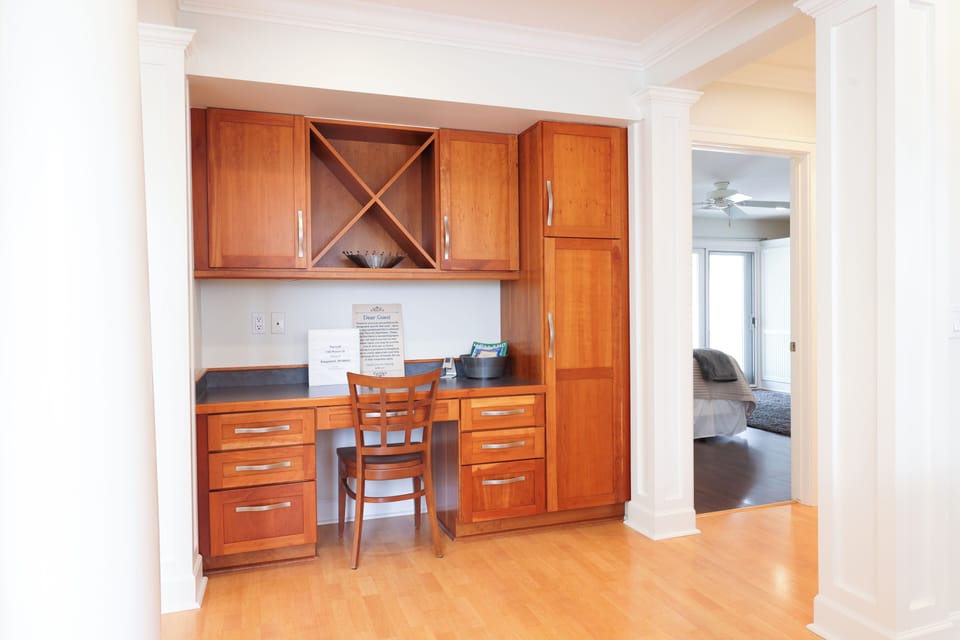 Seperate work station incase you have to catch up with work.