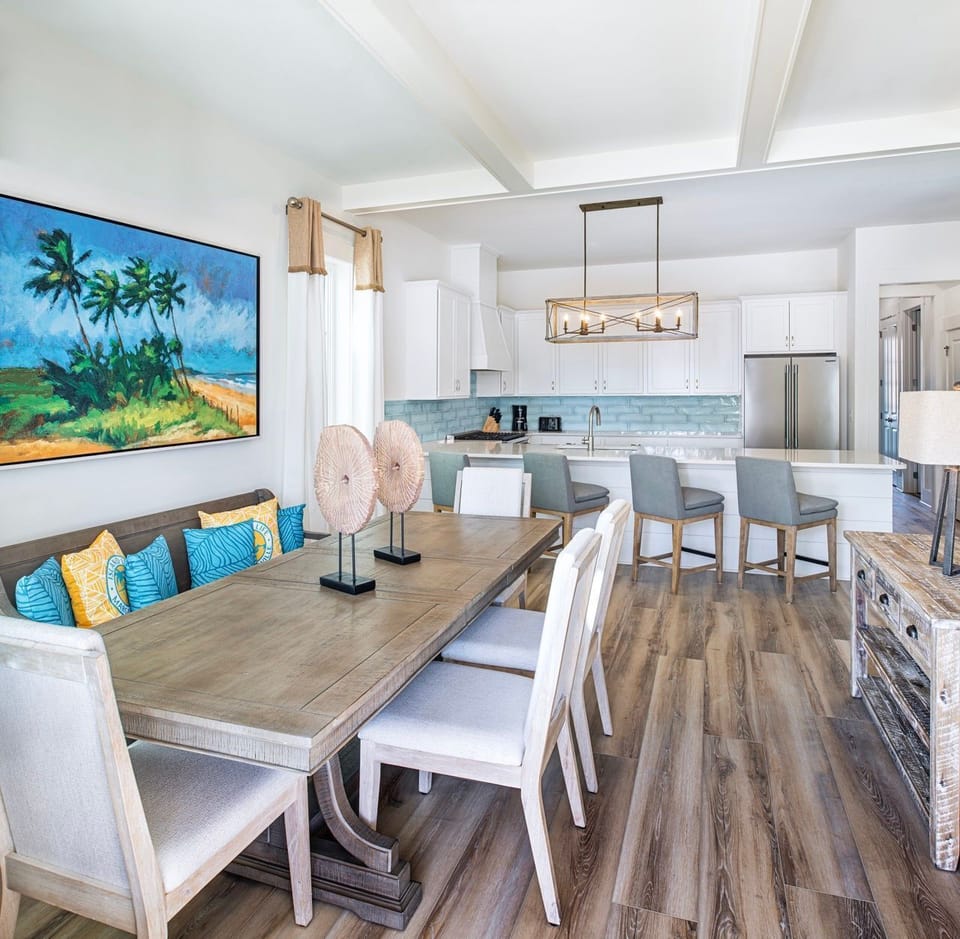 The dining area and kitchen island provide seating for you and all of your guests.