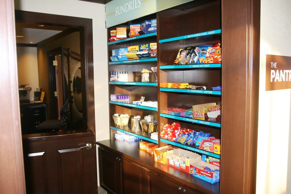 Grab some groceries at the on-site pantry.