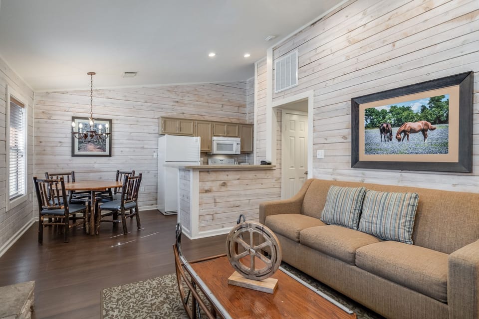 Sink into the cozy sofa after a day exploring the area.