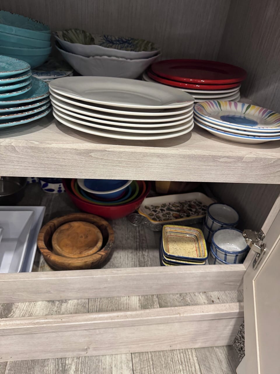 Plates, bowls, platters, everything you might need for making a great meal