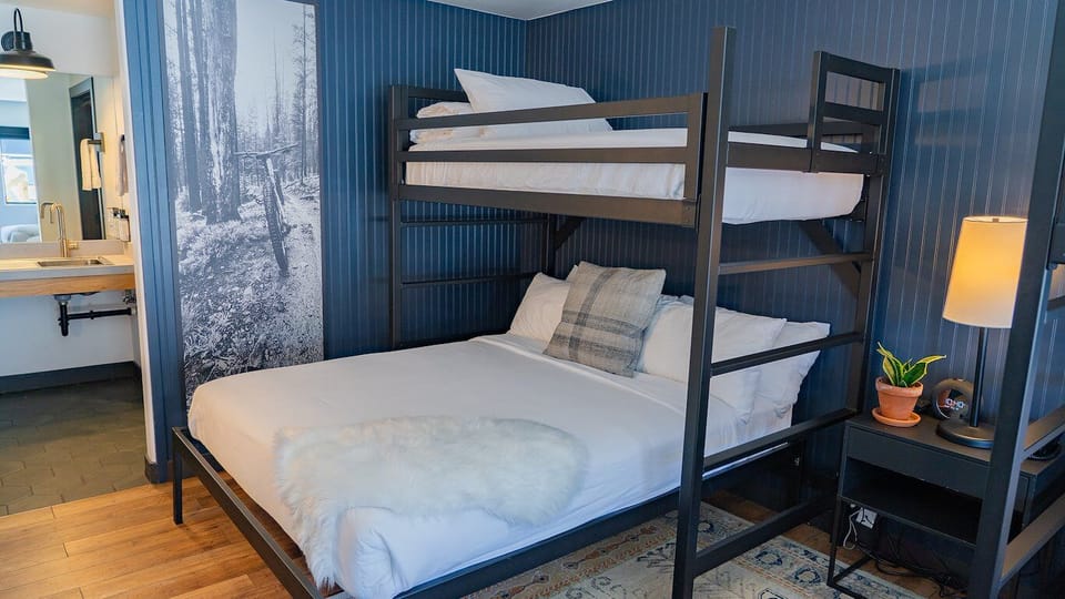 Settle in for a cozy night with sturdy, modern bunks.
