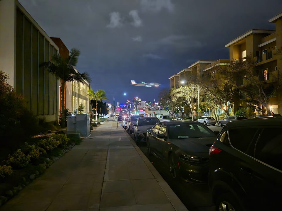 The neighborhood at night
