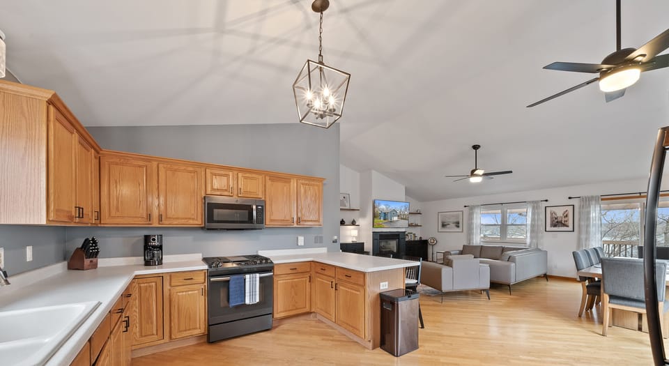 Large kitchen with plenty of room for cooking, entertaining, and relaxing.