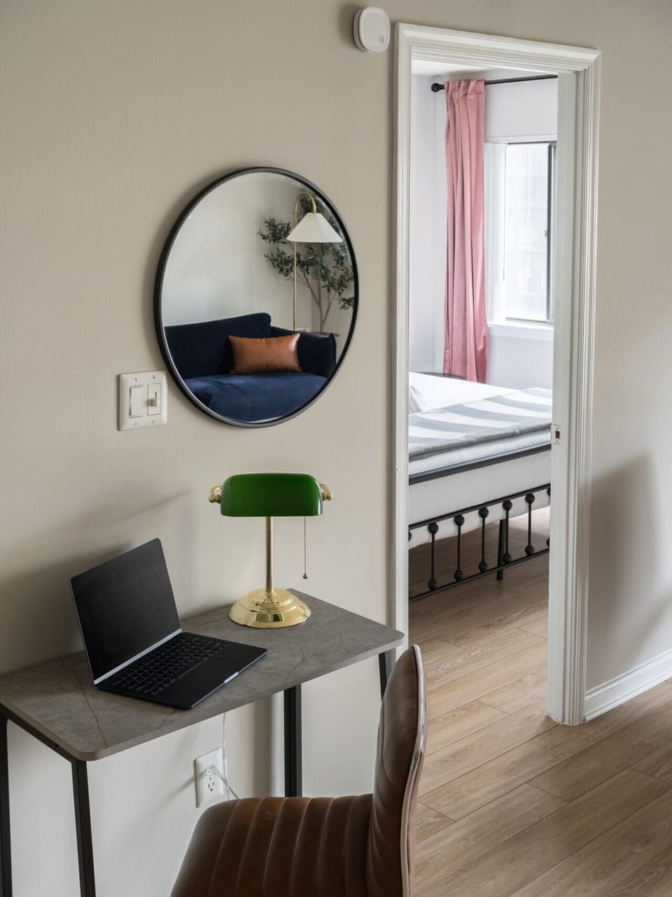 This desk provides the perfect place for you to get some work done during your stay. Picture yourself setting up your laptop here, with everything you need to focus and be productive.