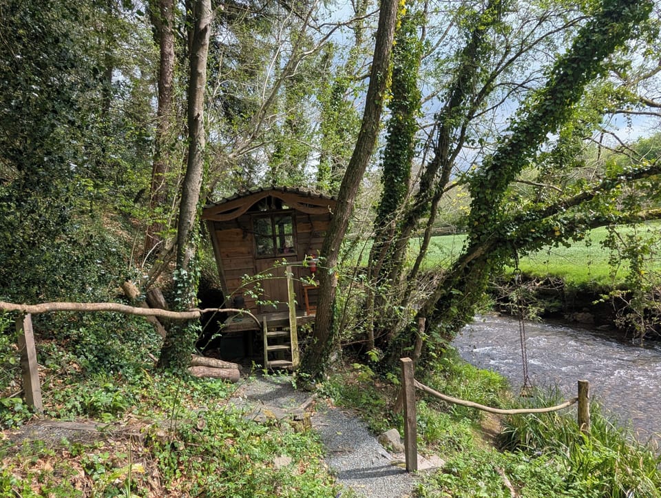 Romany caravan.  (For guests exclusive use, on private river bank).