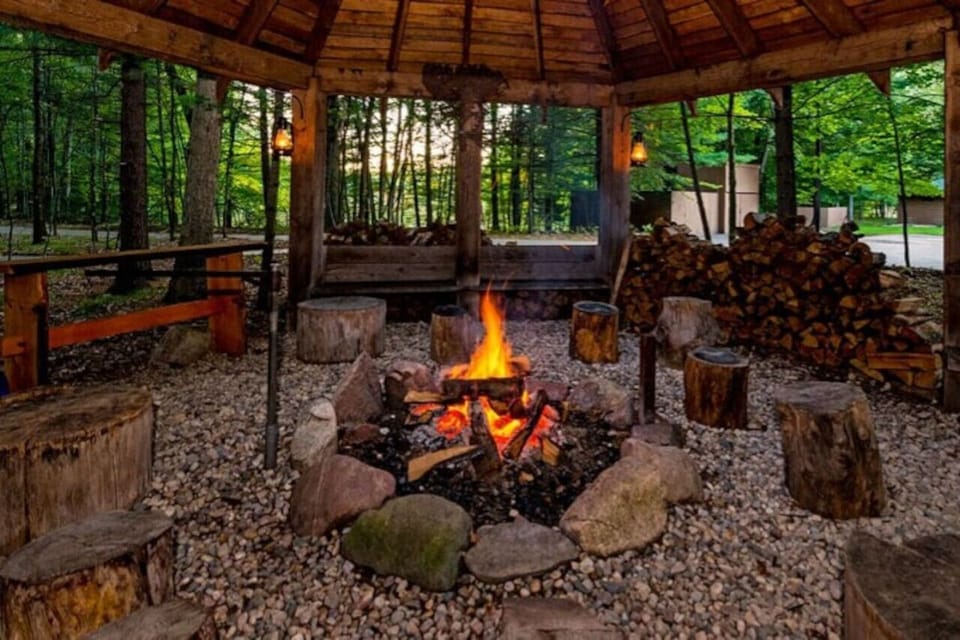 Cozy campfire spot to gather and relax.
