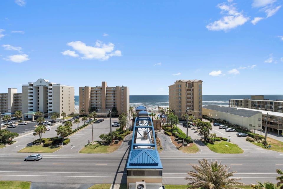 View from the balcony overlooking the walking bridge