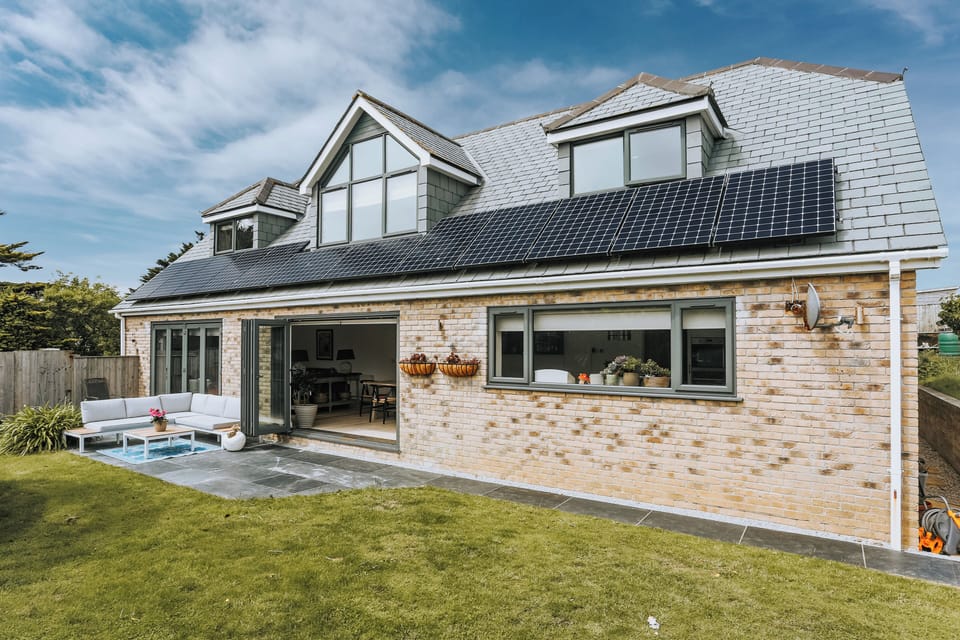 South-facing rear of the house looking into the dining area.