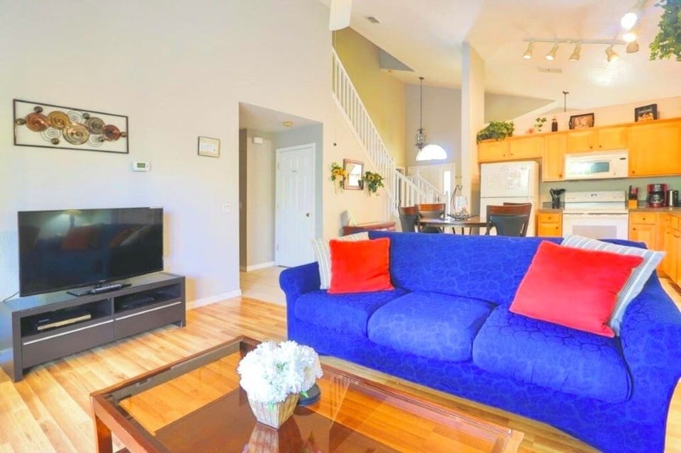 Spacious seating area with TV