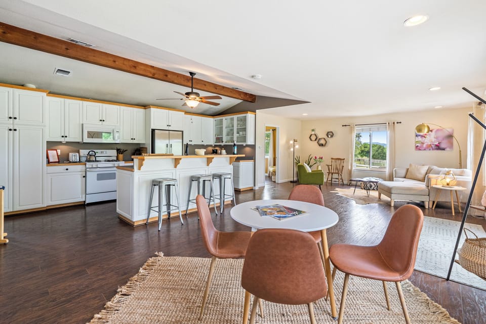 Open concept kitchen, dinning and living at the Hivette