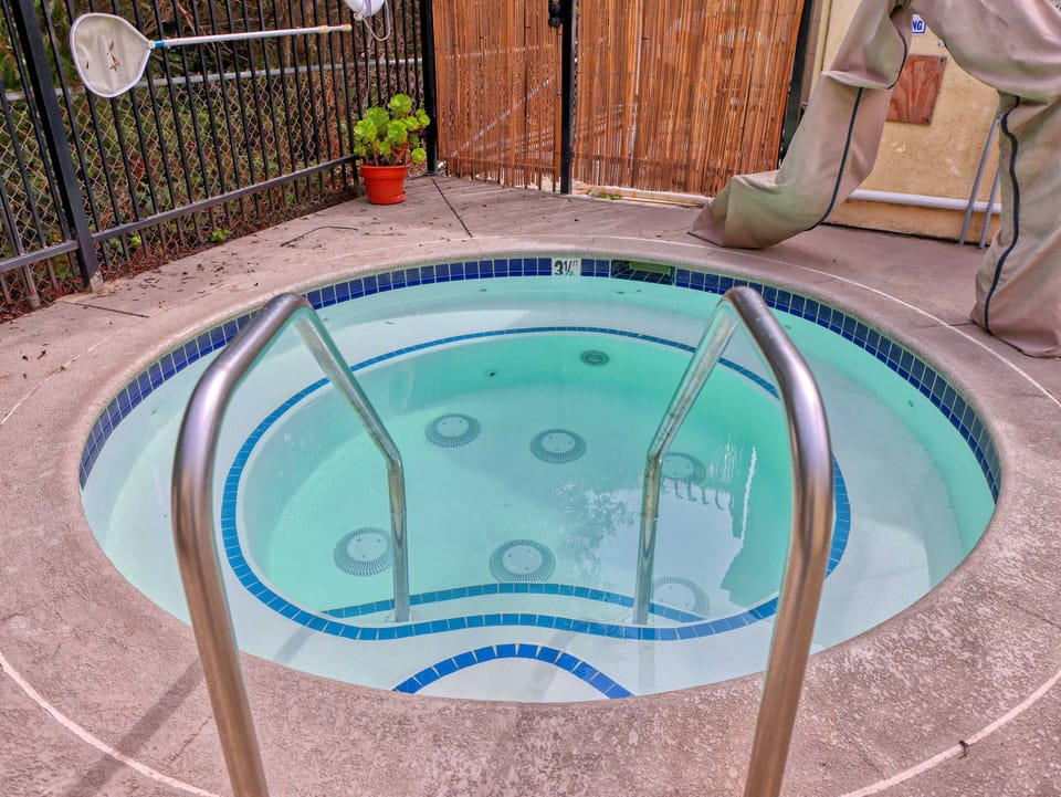 The perfect way to end the day — warm water, cool night air, and total relaxation.