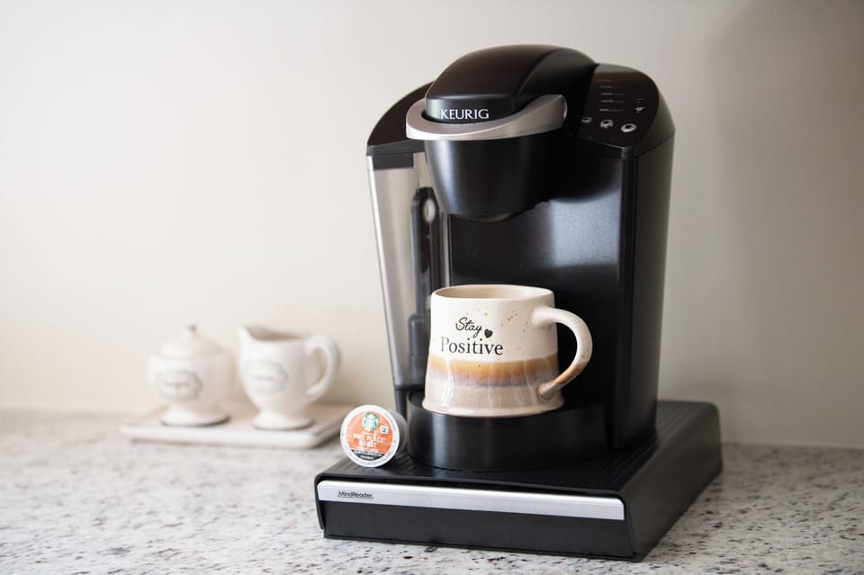 Fuel up with your favorite brew—your private Keurig coffee station awaits.