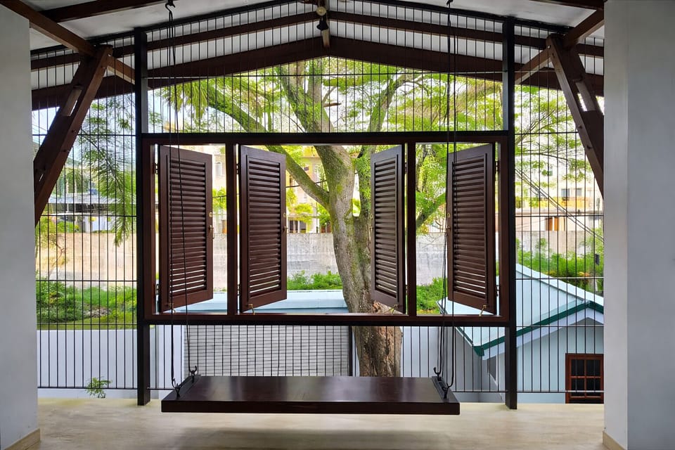 Balcony window with natural light and a pleasant outdoor view